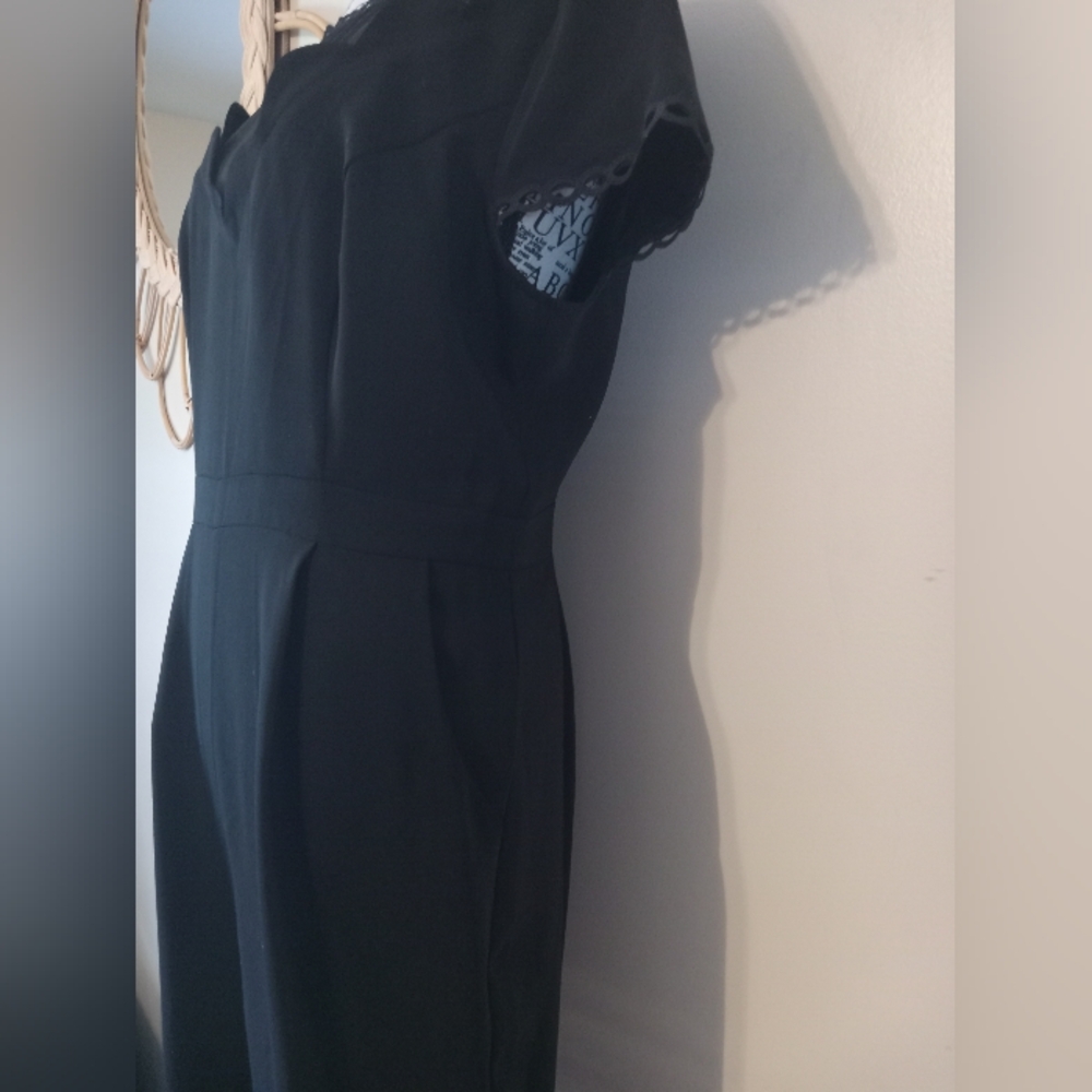 Anthropologie Black Scalloped Yoke Mini Dress - Picture 10 of 15